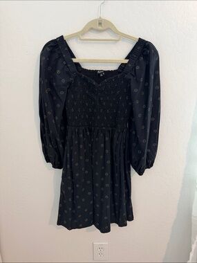 Madewell Black Mini Dress with Gold Dot Print